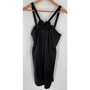 Anthropologie Beth Bowley Women's 4 100% Silk Black Dress Sleeveless Pleated